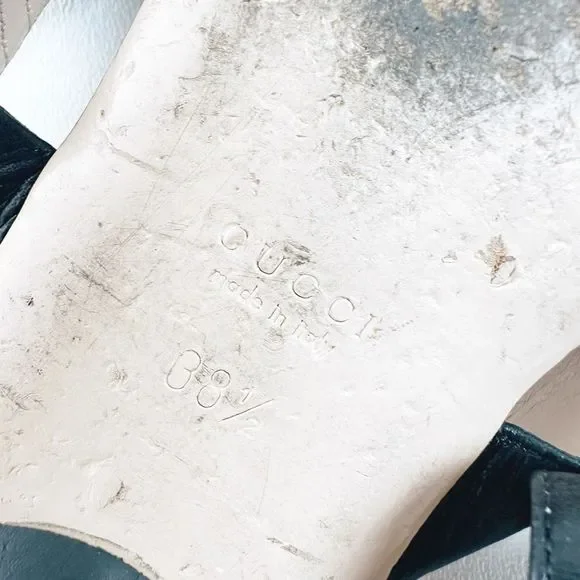 GUCCI Dionysus Black Sandal 38.5 US 8.5 Flat Flip Flop Leather T-Strap Flat GG - Picture 11 of 11